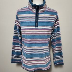 Buckle North River muted stripe teddy fur trim fleece jacket size small